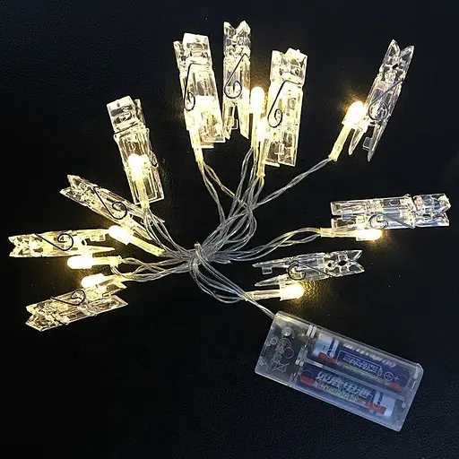 Світлодіодна гірлянда Sun Lamp з прищіпками для фото 10 led 2 м на батарейках - фото 3
