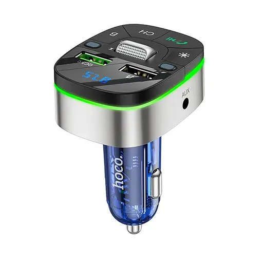 Адаптер автомобильный HOCO Crystal transparent car BT FM transmitter E71 серо прозрачный - фото 1