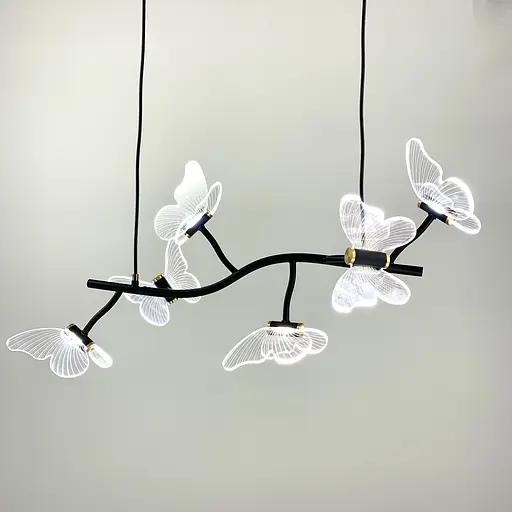 Видовжений дизайнерський світильник із метеликами | Арт. H 018/6 BK | Line F - фото 6