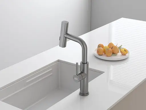 Cмеситель для кухни водопад с выдвижной лейкой графит Nett LGr-35 Графит - фото 7