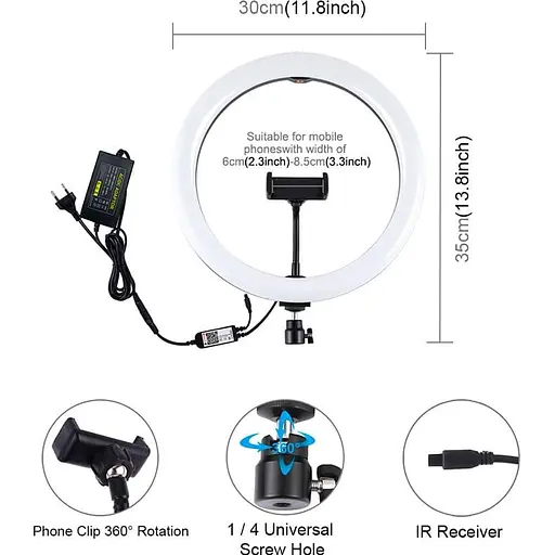 Кільцева LED лампа Puluz PU411EU 12" - фото 2