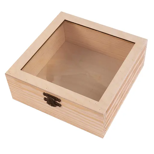 Скринька дерев'яна Rosa Talent з замком та прозорим верхом 20х20х8 см - фото 2