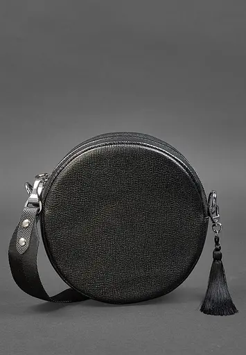 Кругла жіноча шкіряна сумочка Tablet чорна Blackwood - фото 3