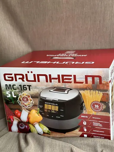 Мультиварка Grunhelm із сенсорним керуванням 5л 16 програм з таймером 860Вт LED дисплей MC-16T Чорний - фото 6