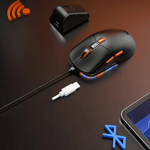 Беспроводная мышь MEETION GW38 2.4G+Bluetooth с магнитной зарядкой черная - фото 13