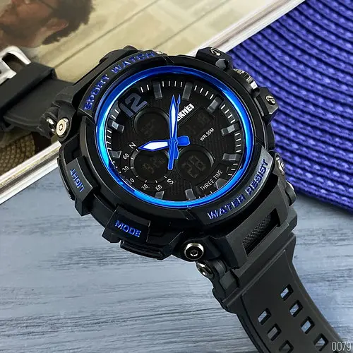 Наручний годинник чоловічий 1343 Black-Blue Skmei acs0030801 - фото 4