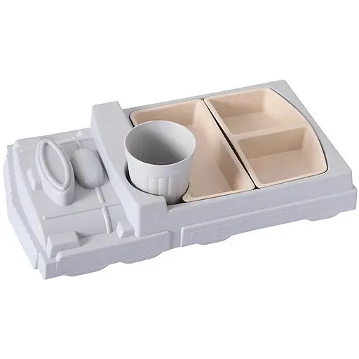 Дитячий бамбуковий посуд Потяг  набір із 2 тарілок і чашки BP18 Train Blue