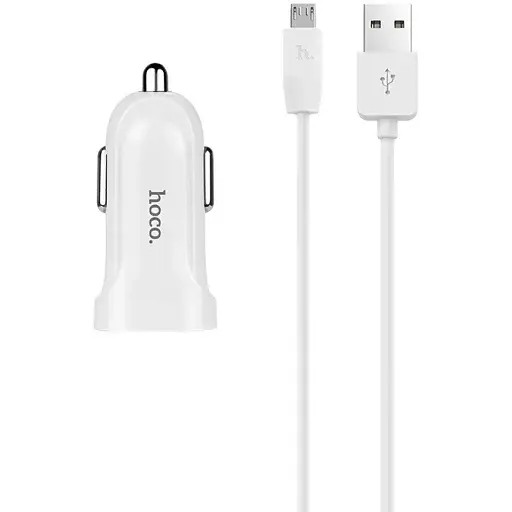 Автомобільний зарядний пристрій Hoco Z2 Car charger set with Micro cable 1USB 1.5A Білий - фото 1