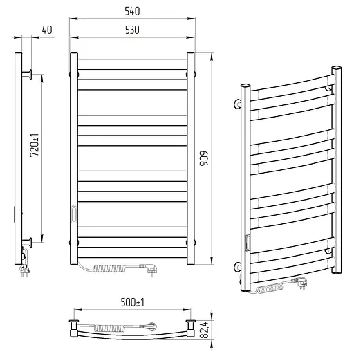 Електрична рушникосушарка Laris Зебра Атлант ЧФ8 500x900 Е ліва R3 77700098, Білий, Ліве, Електронний - фото 6