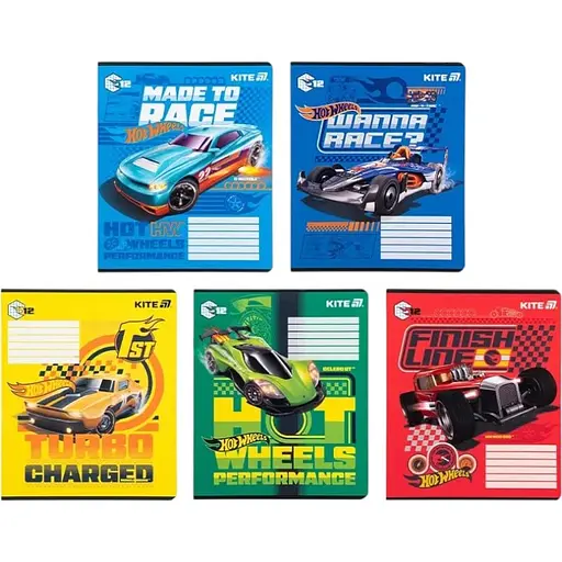 Набор тетрадей Kite Hot Wheels 12 листов в клетку 25 шт. (HW25-232-1)