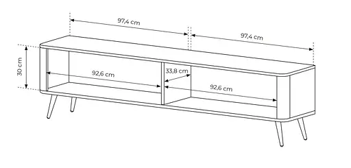 Тумба під телевізор Perfect Home Ланте / Lante 2-дверна з чорними ніжками 2D/200 Беж (PFH-091181) - фото 4