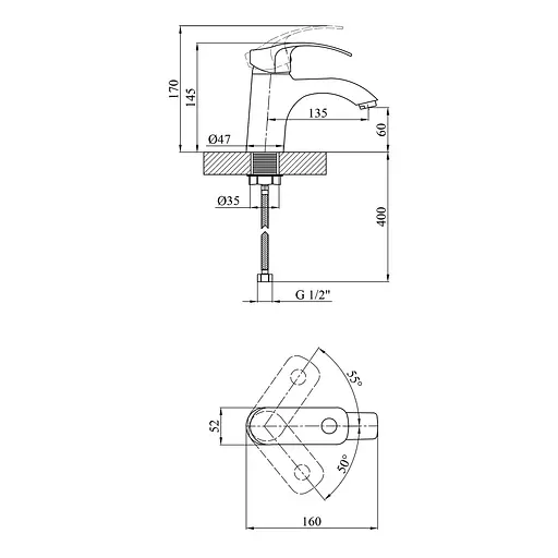 Смеситель для раковины Kroner KRM Konstante - C010A (CV023584) - фото 6