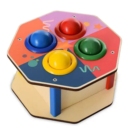 Деревянная игрушка стучалка "Шестигранник" MD 1682F, молоток