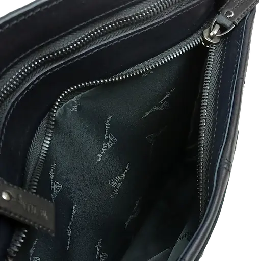 Мужская кожаная наплечная сумка, планшетка черная Mykhail Ikhtyar sum0028769 - фото 5