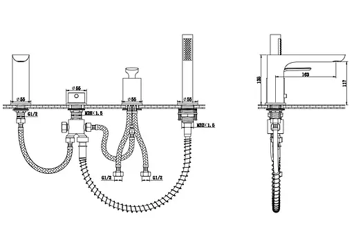 Змішувач для ванни Kohlman Experience graphite на борт ванни QB244EG Графит - фото 2