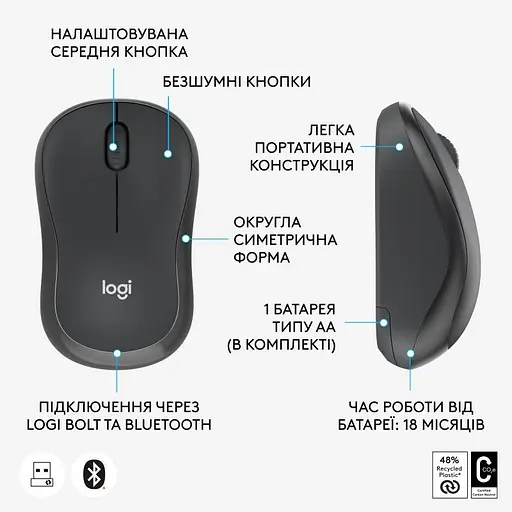 Мишка Logitech M240 GRAPHITE 910-007182 - фото 6
