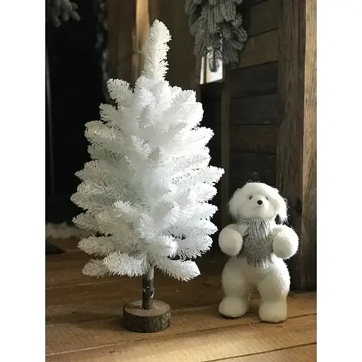 Ялинка штучна Hvoya Elegant настільна 65 см на пеньочку біла зі снігом - фото 4