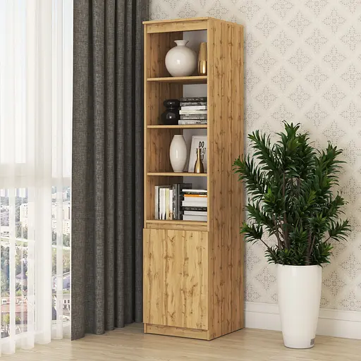 Пенал с открытыми полками MebelStar Нео 1Д 50x50x210 см Дуб тахо (MBS-1158)