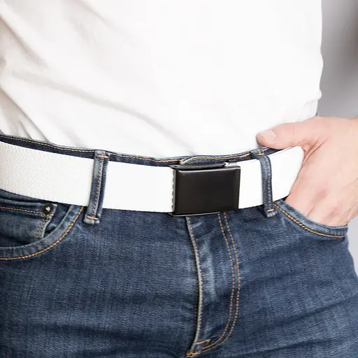 Ремень-резинка мужской на зажиме PS-40023 (115 см) белый плетеный - фото 5