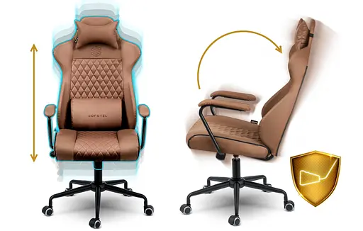 Кожаное офисное кресло с технологией SoftSwing Sofotel Werona Brown +2 подушки в подарок - фото 6