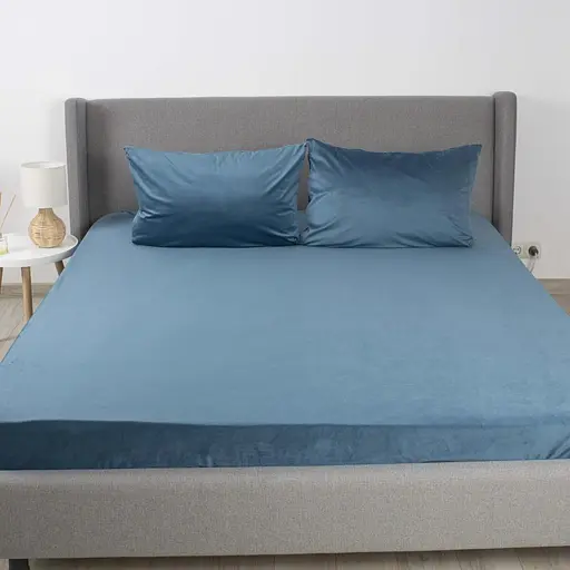 Простыня ТЕП Velour с резинкой синяя, 160 x 200 (2-04756_34656) - фото 1