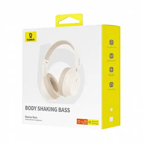 Беспроводные наушники Baseus Bass 35 Max Wireless, ANC, BT5.3, AUX, 600mAh, 30-50h, White A00070800221-00 - фото 6