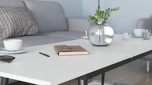 Стіл журнальний трансформер Dandi Small Ferrum-decor 45x120(160)x70 Чорний метал ДСП Білий 16 мм (FRD-106799) - фото 4