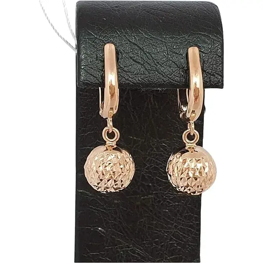 Золотые серьги-подвески Favoritum Шары с алмазной гранью. 210137_9_А