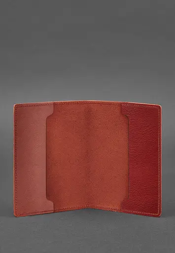 Кожаная обложка для военного билета офицера запаса 8.0 красная - фото 3