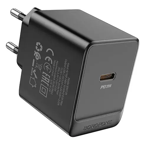 Мережевий зарядний пристрій Borofone BAS13A Erudite single port PD20W charger(EU) чорний - фото 2