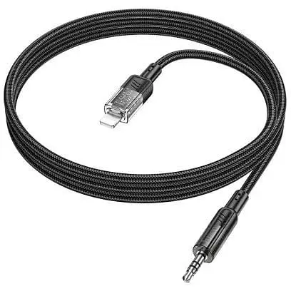 Аудиоадаптер Hoco UPA27 Spirit transparent digital audio conversion cable iP 1.2 м черный - фото 1