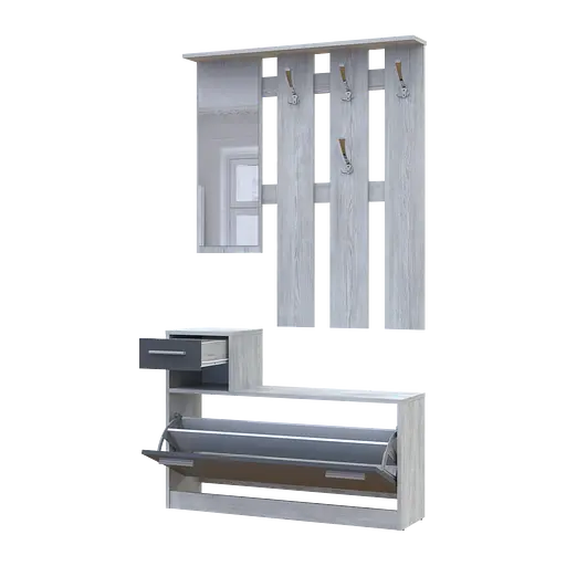 Прихожая Doros Alice Сосна Натти/Графит 1 зеркало 100х25х182.9 (44900365) - фото 2