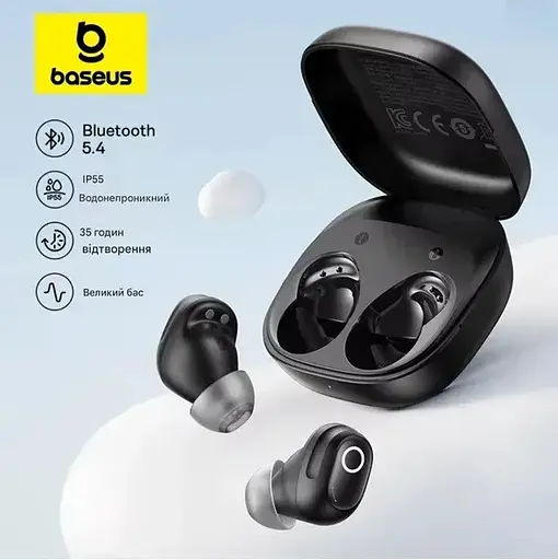 Навушники бездротові Baseus Bass BD1 Стерео Bluetooth-гарнітура чорна (A00084601123-Z1) - фото 6