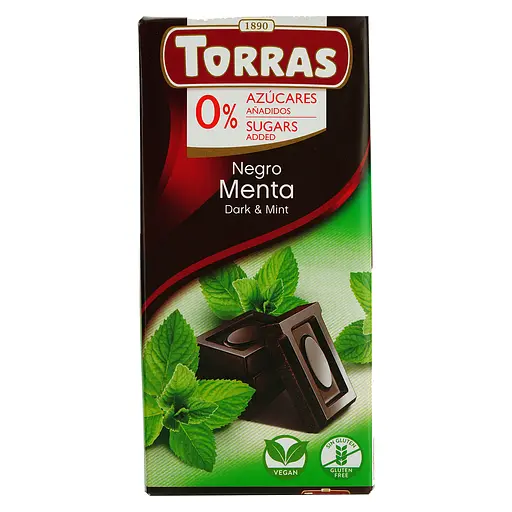 Шоколад черный Torras с мятой без сахара 75 г