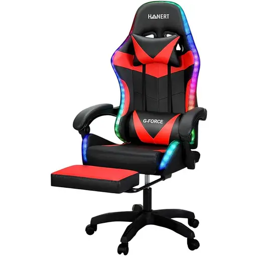 Крісло геймерське Hanert G-Force + RGB з підсвічуванням Red
