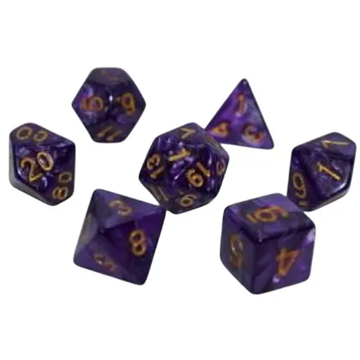 Набір кубиків Pearl 7 Dice Set - Dark Purple (w-gold) , 7 шт. (g7dpearl13) - фото 1