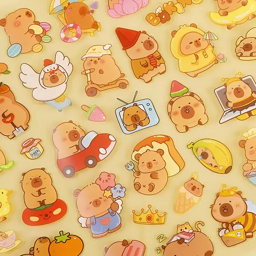 Рулон с 3D наклейками Капибара разные цвета (25-CYSS02) - фото 4