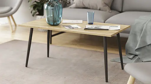 Стіл журнальний Монтана Ferrum-decor 45x100x50 Чорний метал ДСП Дуб Сонома 16 мм (FRD-106714)