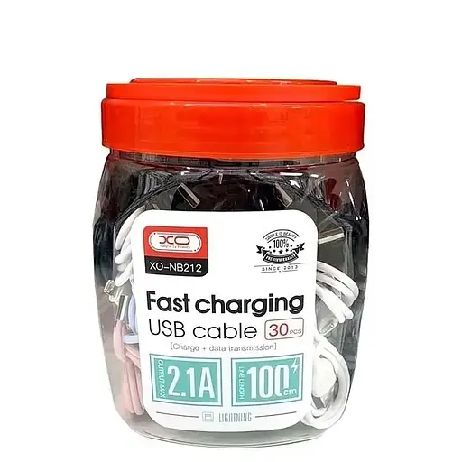 Кабелі набір 30 штук - XO NB212, 2.1A USB cable for Type-c (30 pcs in Bottle) мікс кольорів - фото 1