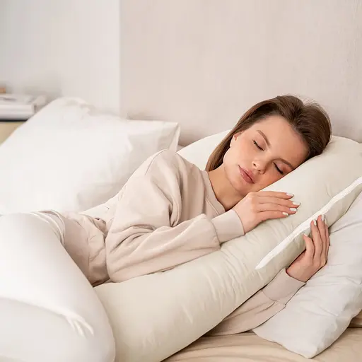 Подушка Sonex Basic Flex для беременных и отдыха П-образная антиаллергенная 135x68x25 бежевая (SO102579) - фото 7