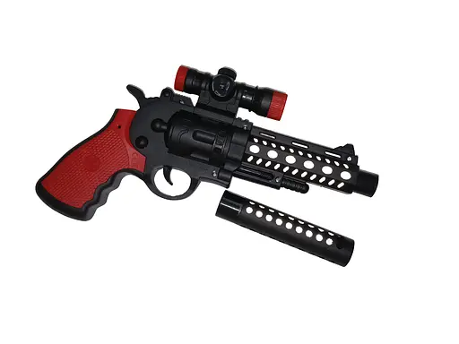 Пистолет BL 118, звук, подсветка, глушитель, оптический прицел, в пакете (6978188410154) Чёрный - фото 2