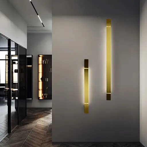 Сучасні лінійні бра в латунному кольорі Line F довжина 49 см Арт. WB1/490 AB - фото 1