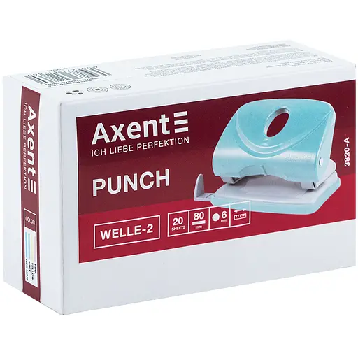 Дырокол Axent Welle-2 Pastelini с пластиковым верхом 20 листов розовый (3820-10-A) - фото 5