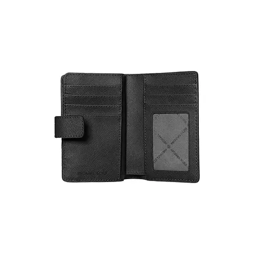 Жіночий шкіряний гаманець MICHAEL KORS (середній, чорний, сріблястий логотип) - фото 2