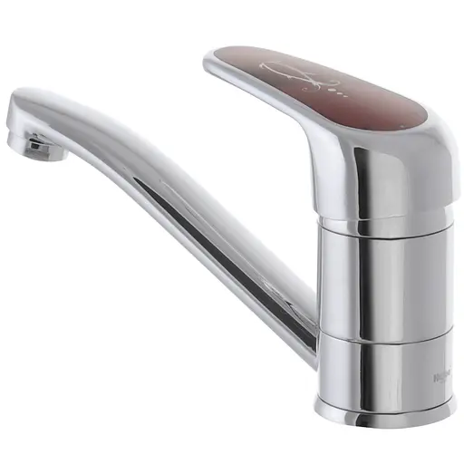 Змішувач для умивальника Haiba Magic 004 з червоною ручкою HB0690 Хром - фото 3