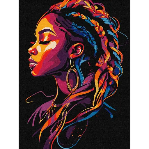 Набор для росписи по номерам Яркие косы, Ideyka, 30x40 см, КНО8494