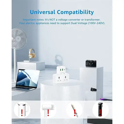 Адаптер для підключення з подвійним USB-адаптером для подорожей від Великобританії до ЄС Тип E/F - фото 2