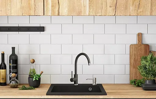 Гранітна кухонна мийка Rea West XL black matt ZLE-00136, Чорний матовий - фото 5