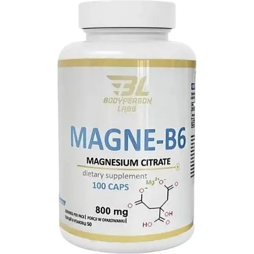 Магній Bodyperson Labs Magne B6 800mg 100 caps (1086-2022-10-2821)