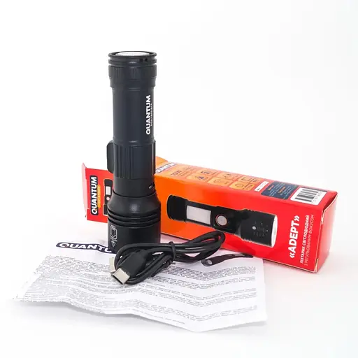 Ліхтар Quantum Adept 10W LED zoom +COB з USB+ Li-ion18650/2600mAh (QM-FL1031-18650/2600) - фото 9